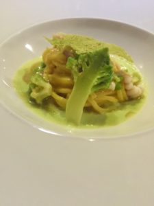 Fini Fini con arzilla e crema di broccolo romanesco